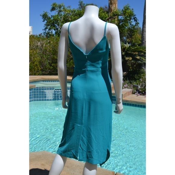 Sandro Ferrone Midi V-Neck Back Zipper Blue/Green Dress Size 44-LT09P - Picture 4 of 8